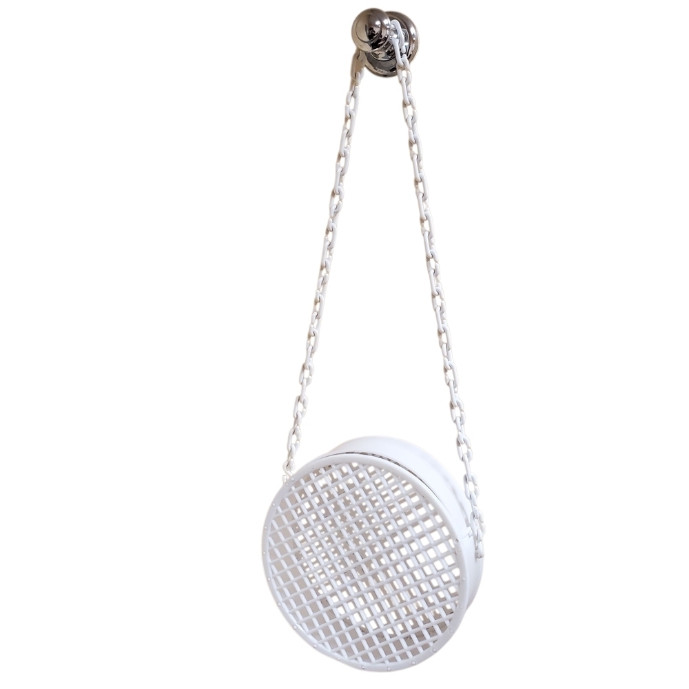 MCM White Circular Crossbody Bag. Plastic Grid w/ Unique Opening. - Picture 2 of 10